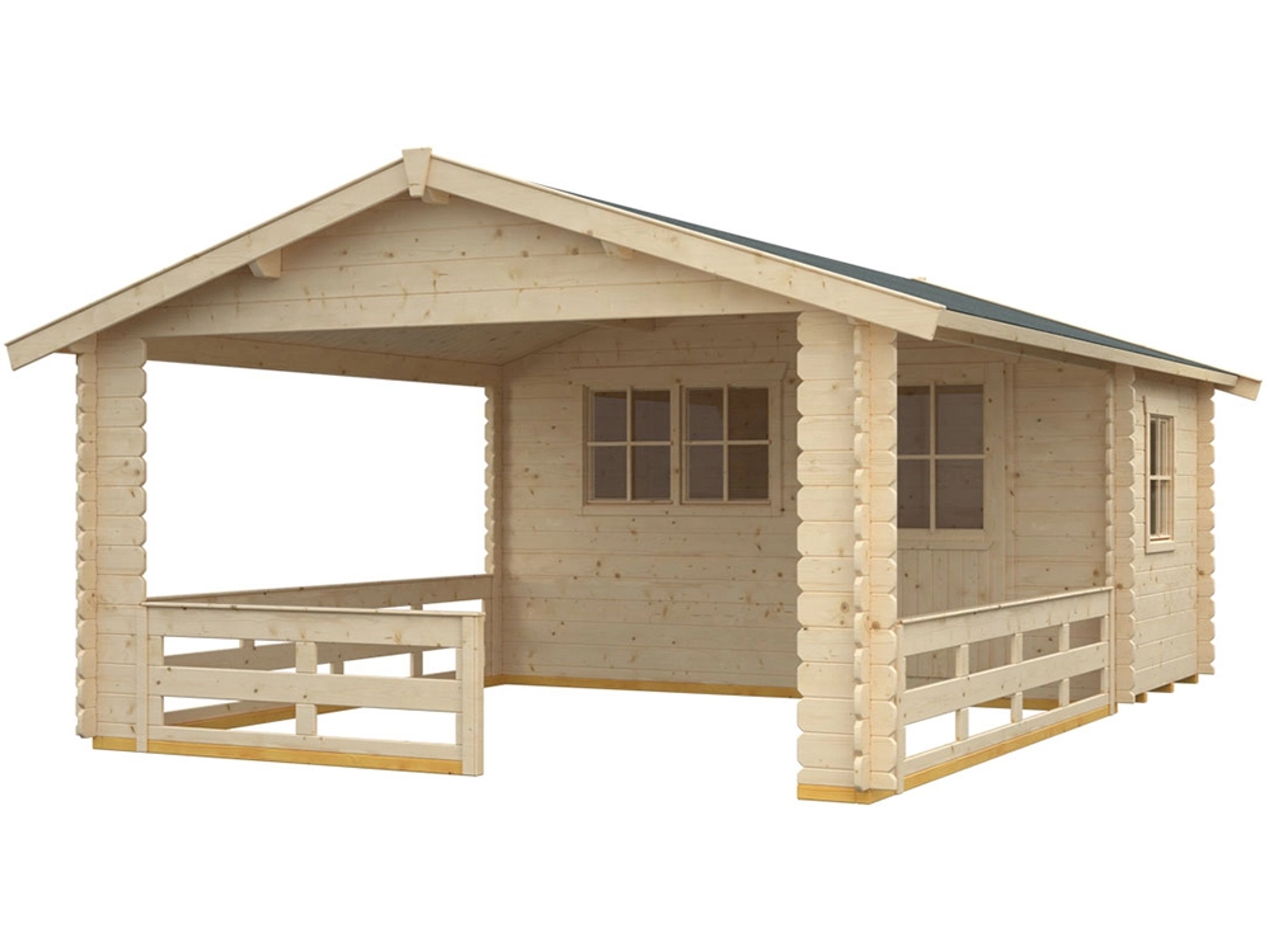 Skan Holz Holz-Gartenhaus Alicante 1 Satteldach Unbehandelt 420 cm x 553 cm