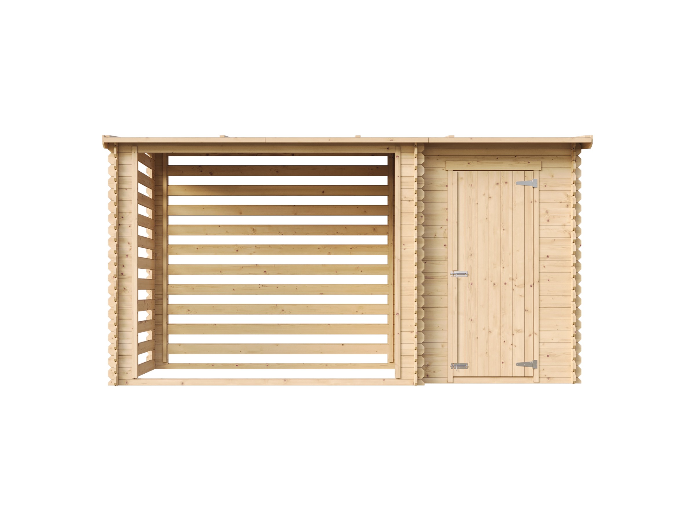 Timbela Holz-Gartenhaus M205 Flachdach Unbehandelt 348 cm x 146 cm 3,64 m²