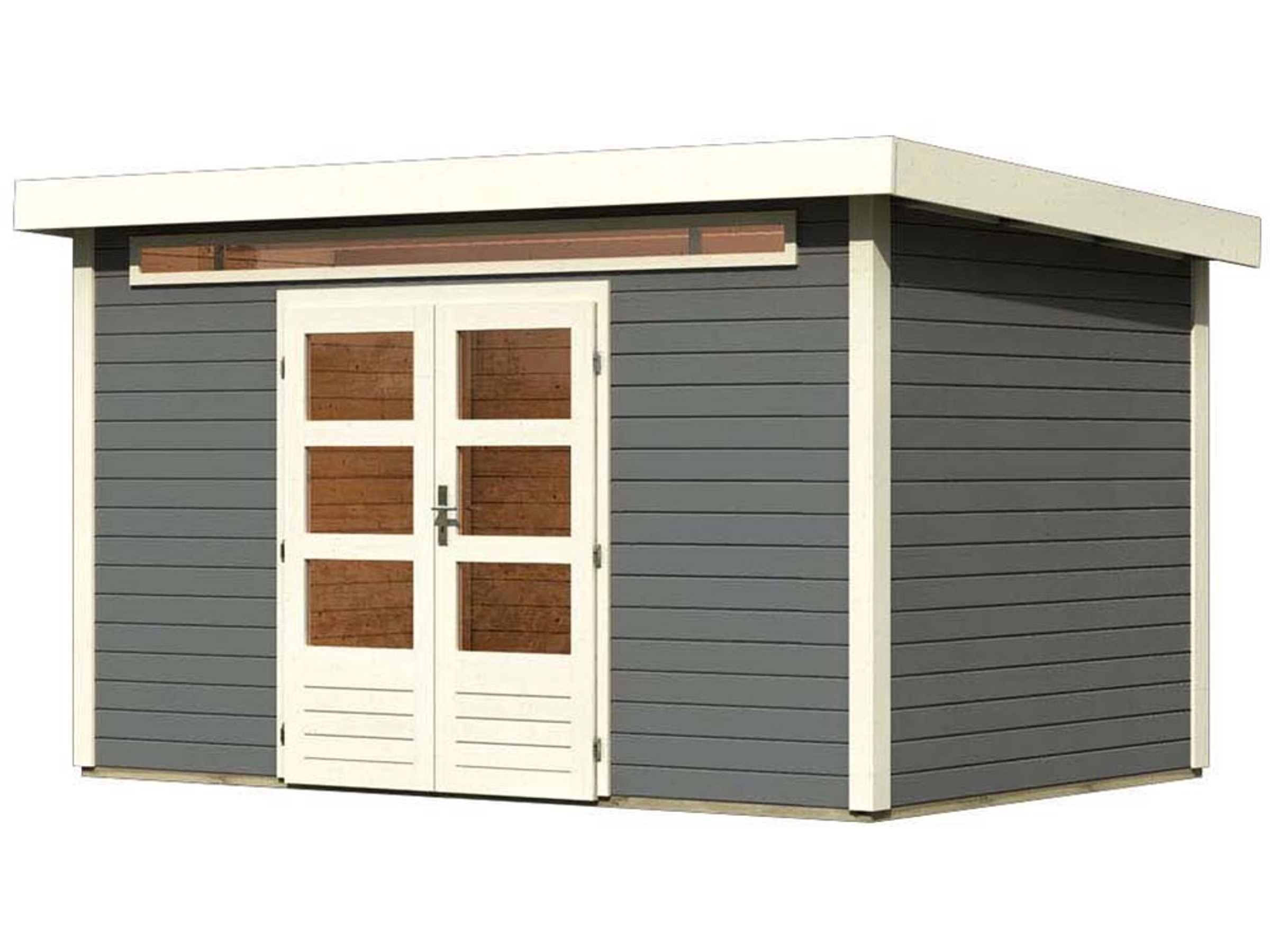 Karibu Holz-Gartenhaus Kumla 7 Terragrau Pultdach Lackiert 360 cm x 240 cm