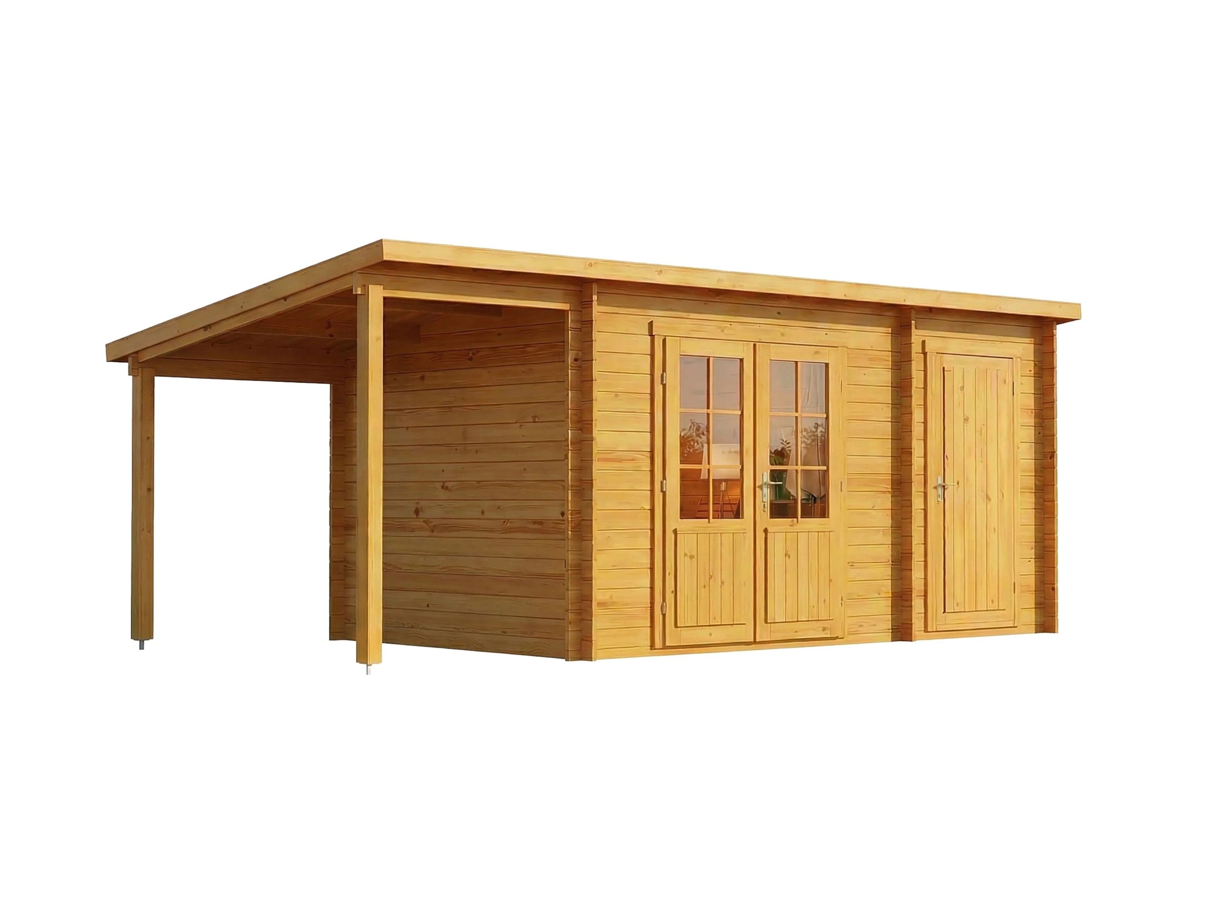 Alpholz Gartenhaus Maria-28 Natur 450 x 250 cm + 150 cm Schleppdach, imprägniert