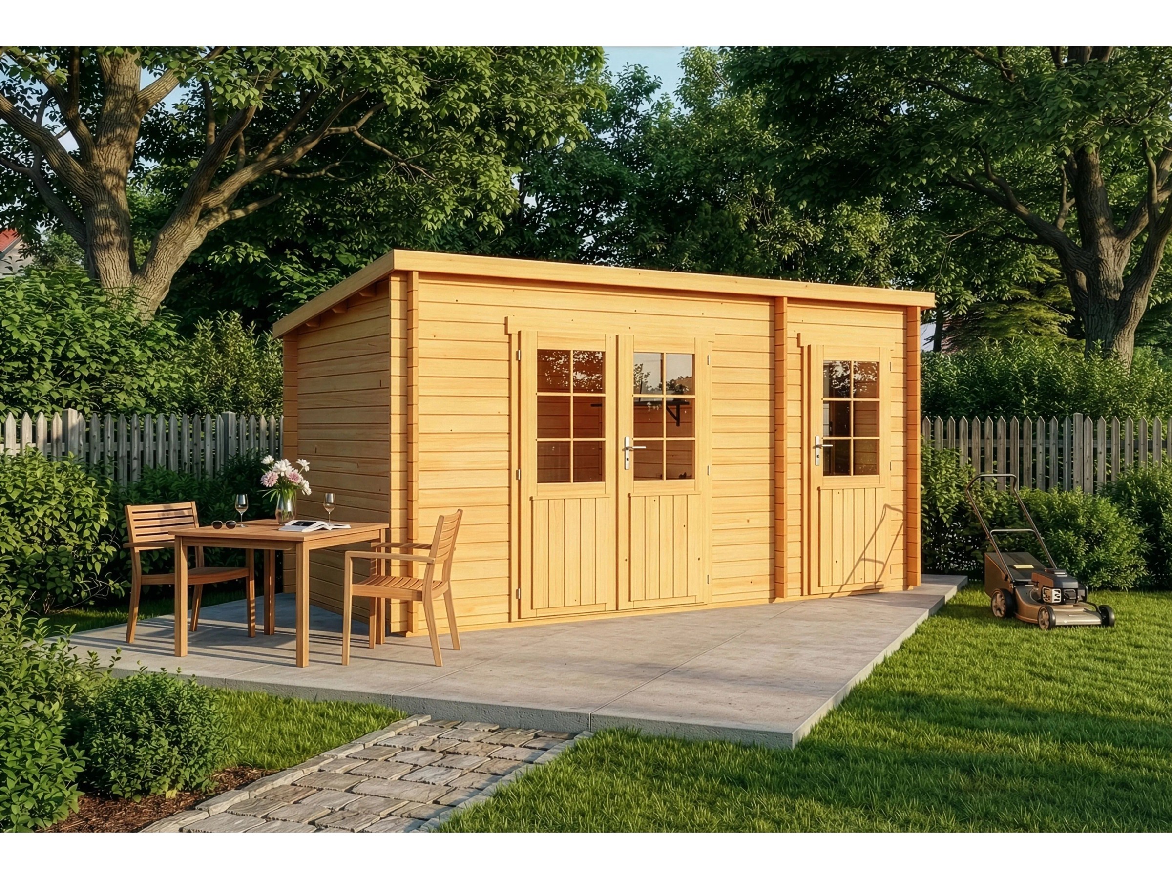 Alpholz Gartenhaus Maria-28 Natur 450 cm x 250 cm, imprägniert