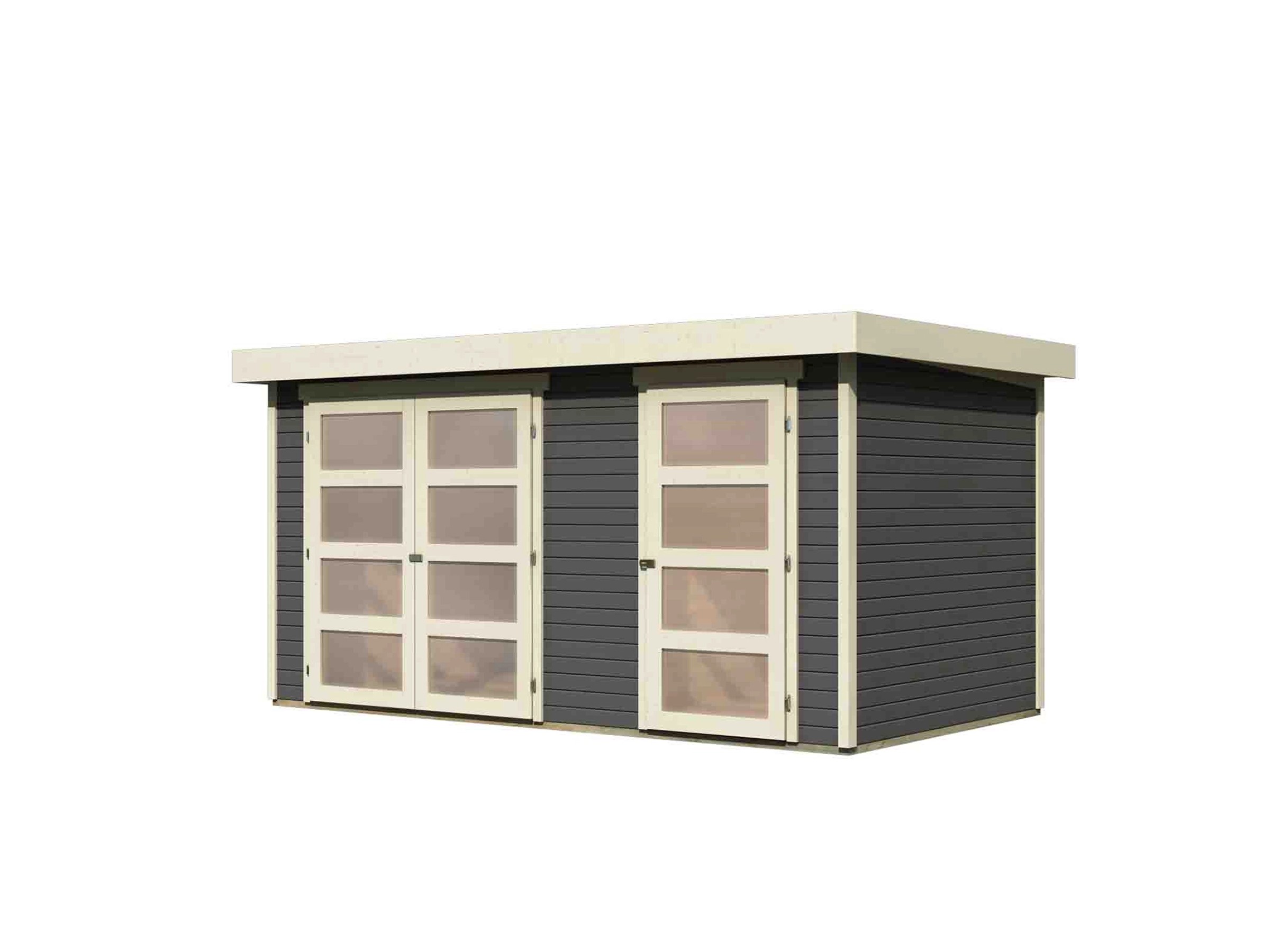 Karibu Holz-Gartenhaus Nürnberg Terragrau BxT: 400 cm x 213 cm