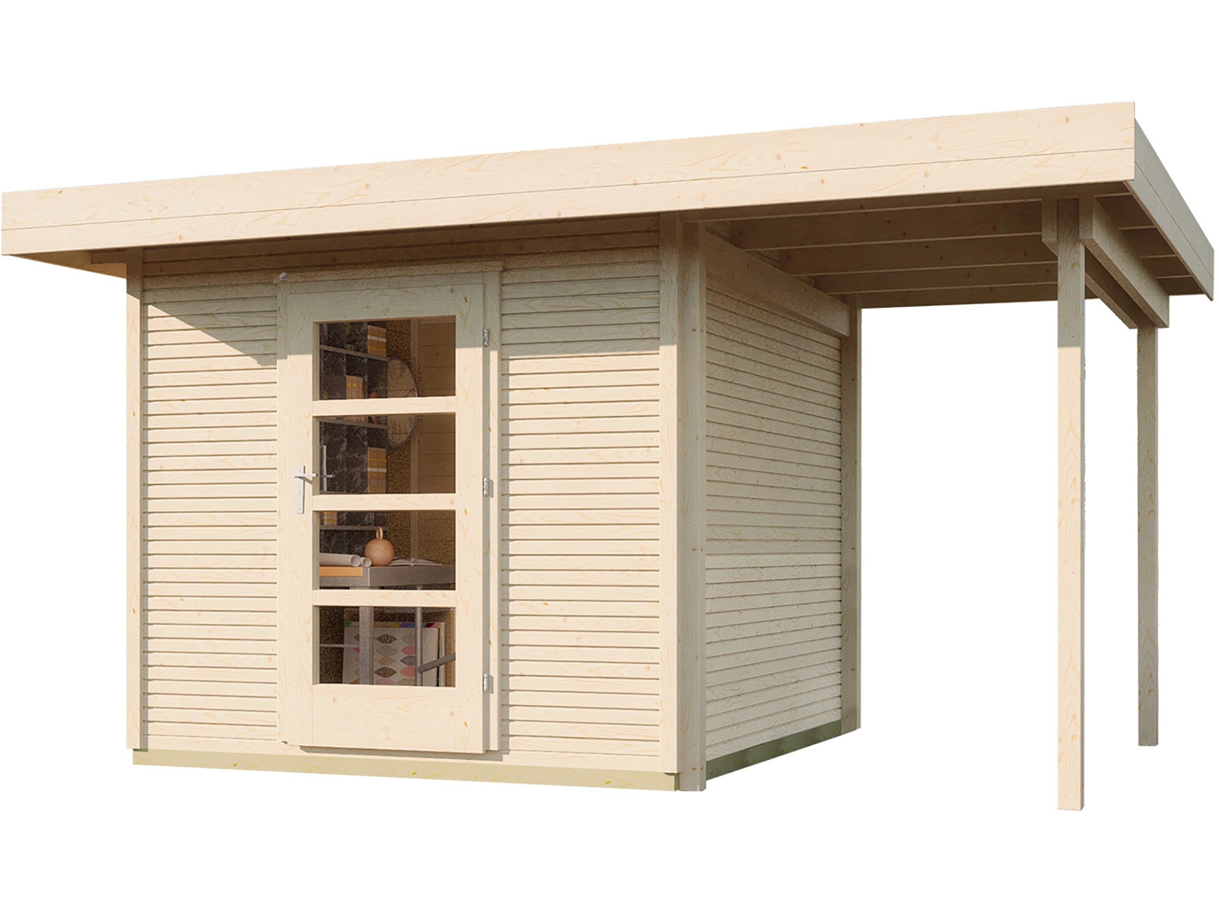Weka Holz-Gartenhaus WekaLine Flachdach Unbehandelt 445 cm x 377 cm